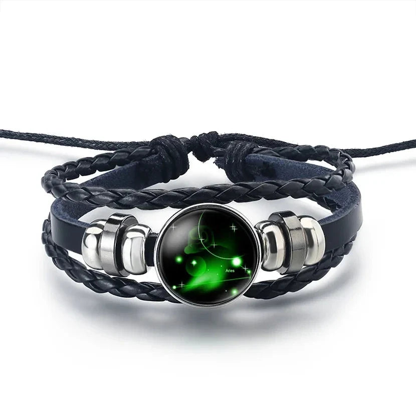 Leather Zodiac Sign Bracelet 12 Constellations Aries