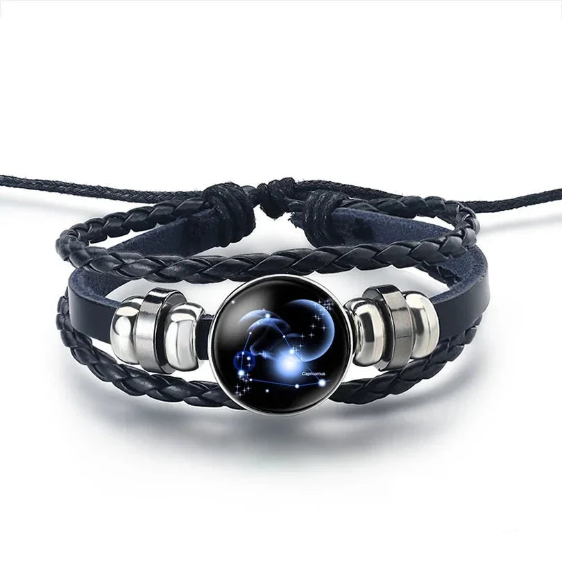 Leather Zodiac Sign Bracelet 12 Constellations Capricorn