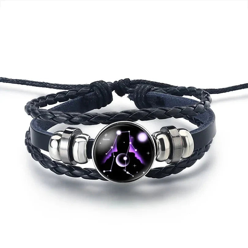 Leather Zodiac Sign Bracelet 12 Constellations Gemini