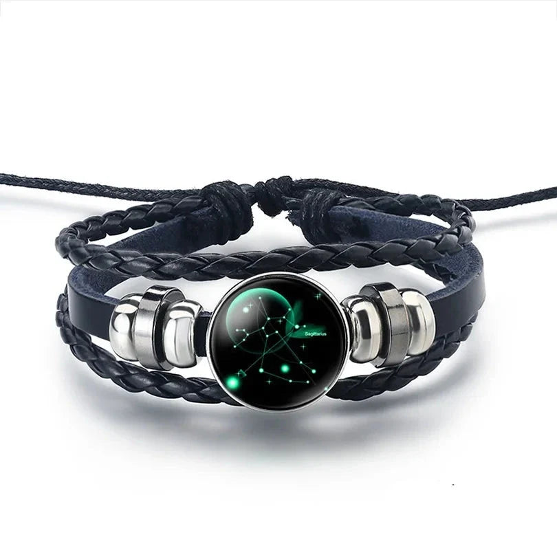 Leather Zodiac Sign Bracelet 12 Constellations Sagittarius