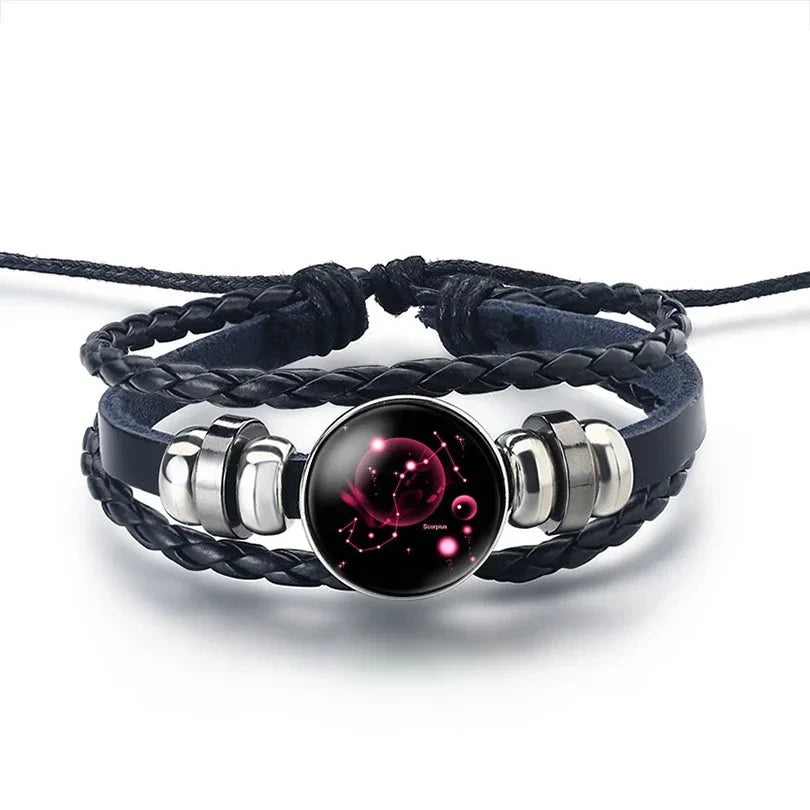 Leather Zodiac Sign Bracelet 12 Constellations Scorpio
