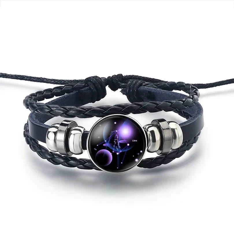 Leather Zodiac Sign Bracelet 12 Constellations Libra