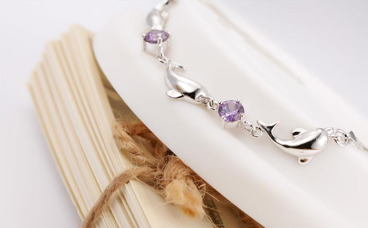 Dolphin Bracelet Silver Violet