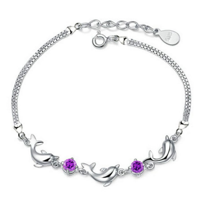 Dolphin Bracelet Silver Violet