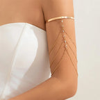 Elegant Women’s Arm Bracelet - Upper Arm Ornament and Bicep Chain Jewelry in gold