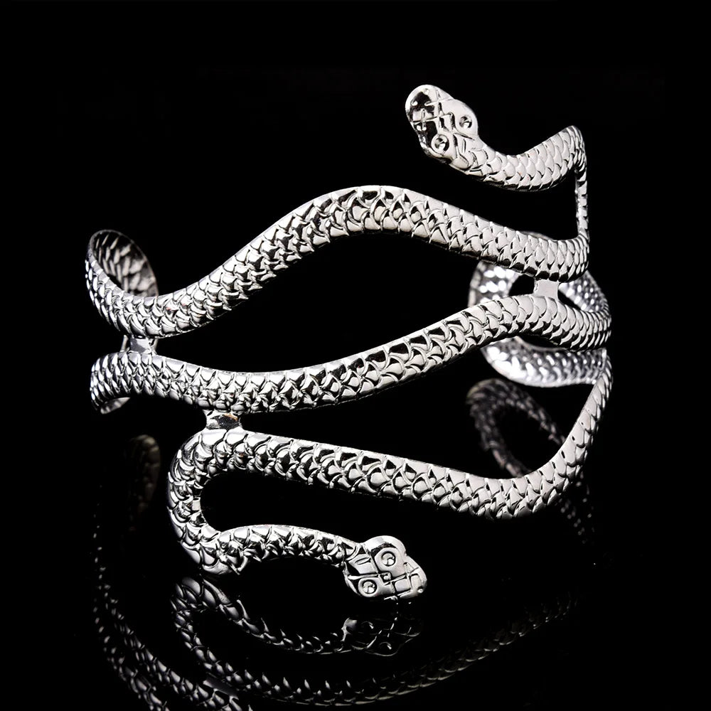 Women's Snake Arm Bracelet - Silver Arm Chain Ornament and Bicep Jewelry