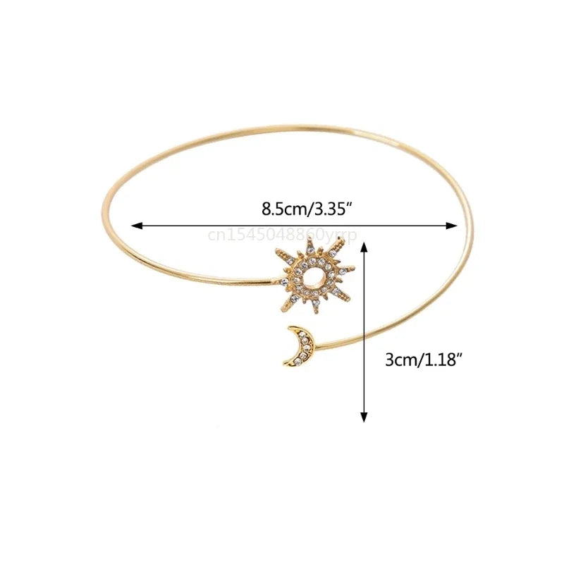 Women's Sun and Moon Arm Bracelet - Arm Chain Ornament and Bicep Jewelry gold