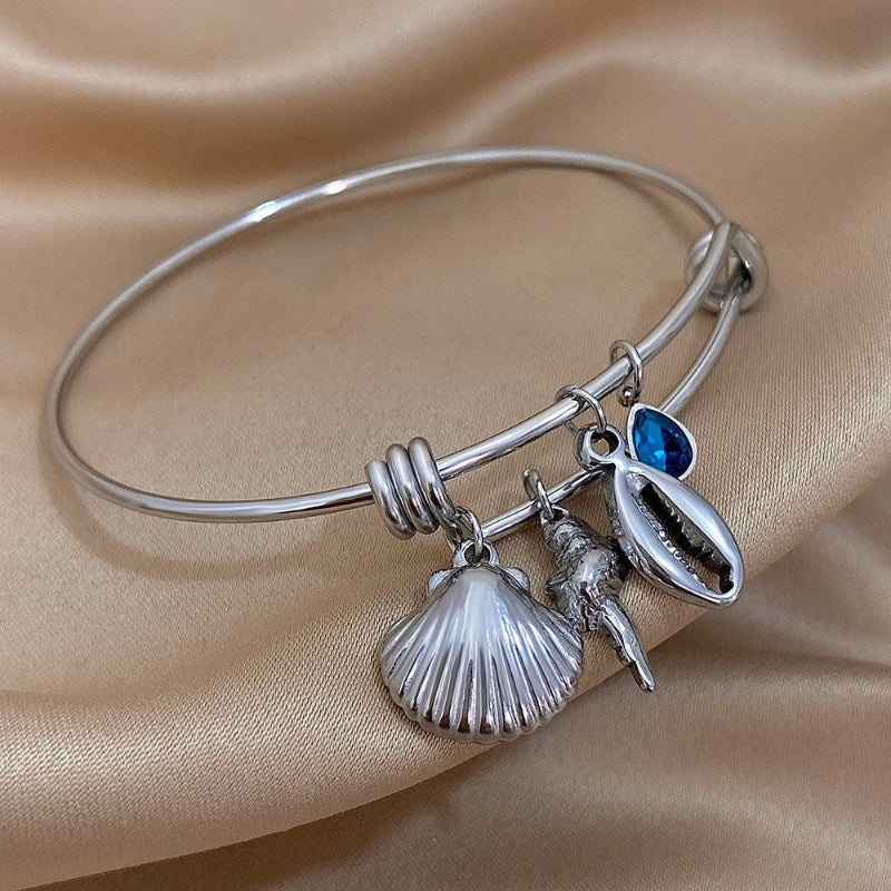 Silver Seashell Charm Bracelet