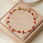 Cherry and Flower Anklet Bracelet