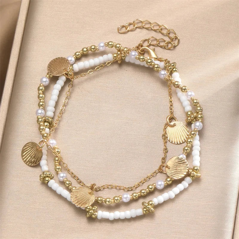 Ankle Bracelet with Shell Beads