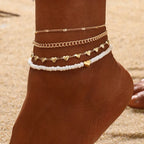 Ankle Bracelet with Heart Beads