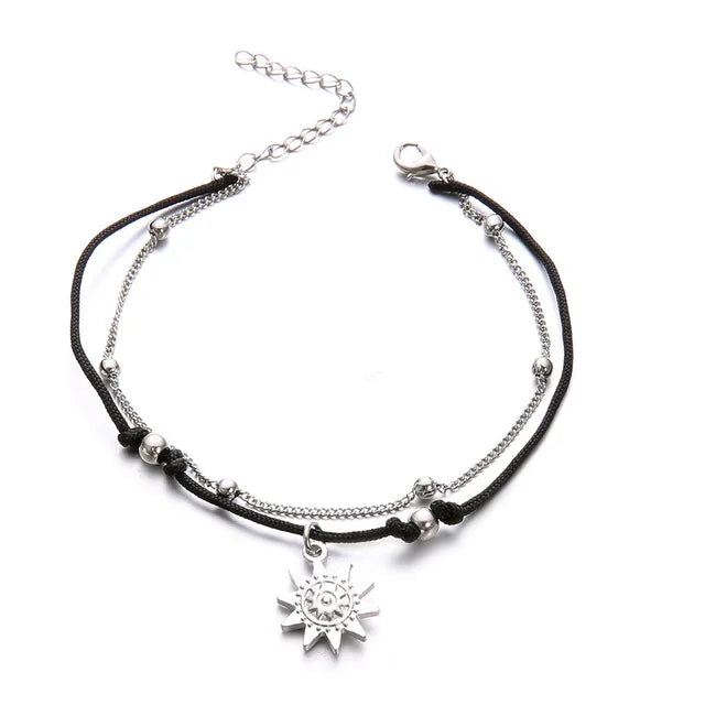 Double-Row Sun Anklet Bracelet