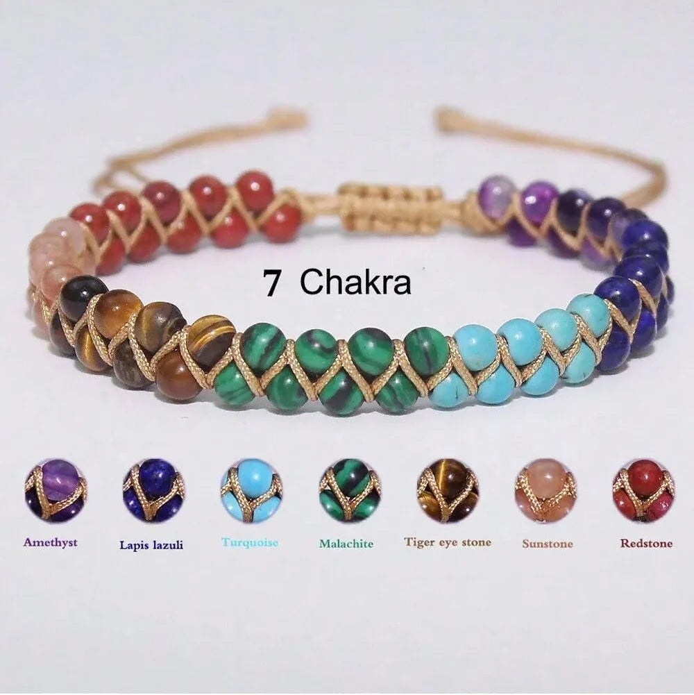 Natural stone 7 chakras anklet bracelet