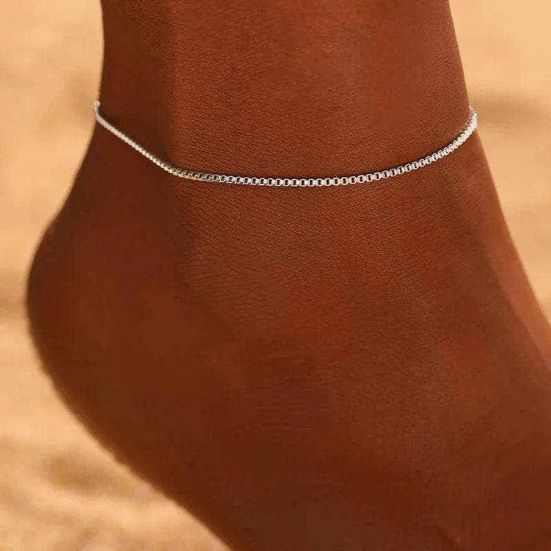 Slim Silver Anklet