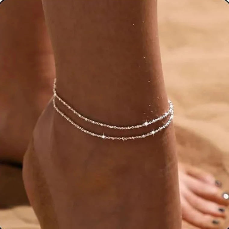 Fine Double-Strand Anklet Silver