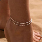 Fine Double-Strand Anklet Silver