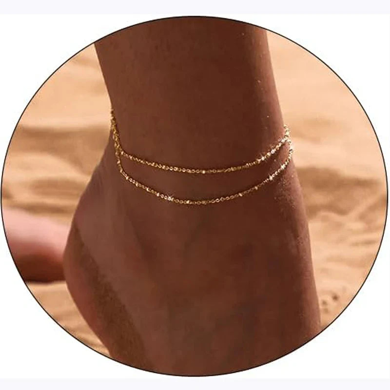 Fine Double-Strand Anklet Gold
