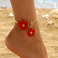 Red flower anklet for women