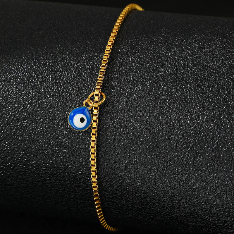 Blue Eye Anklet Gold