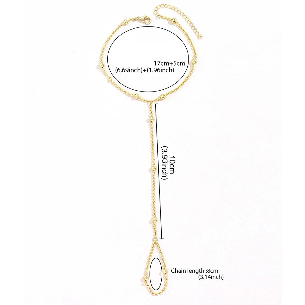 Beaded Hand Chain Jewelry for Women, Hand & Finger Chain gold