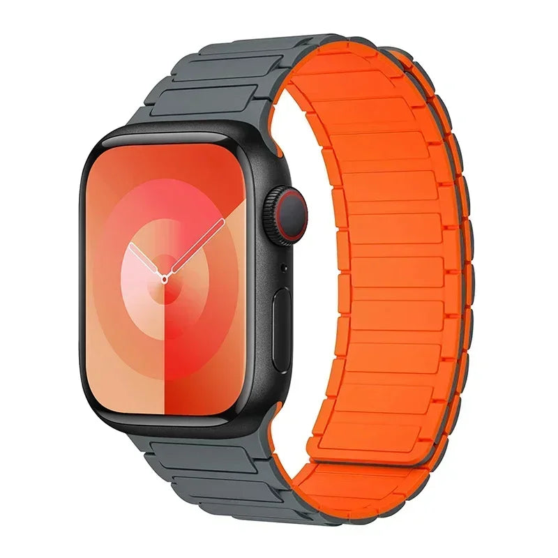 Magnetic replacement band for Apple Watch gray orange