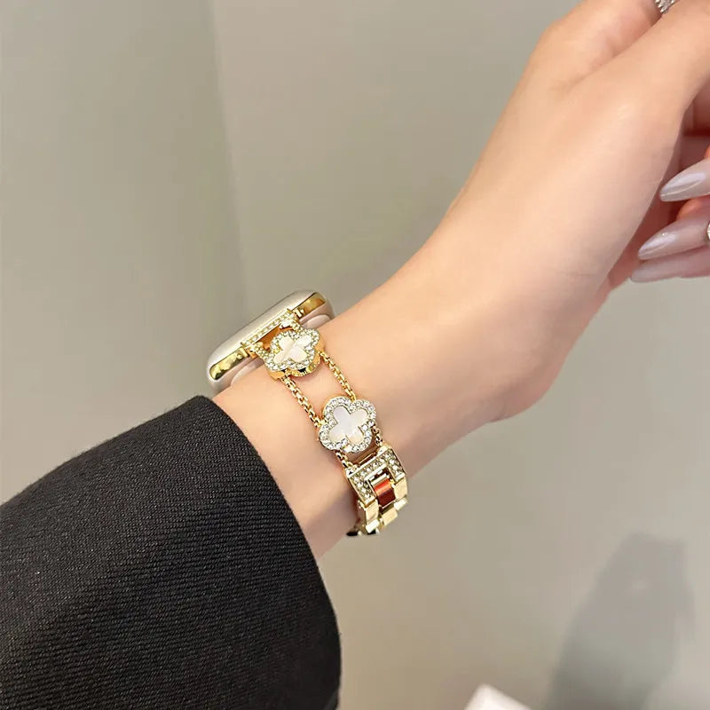 Replacement band for Apple Watch - gold clover design