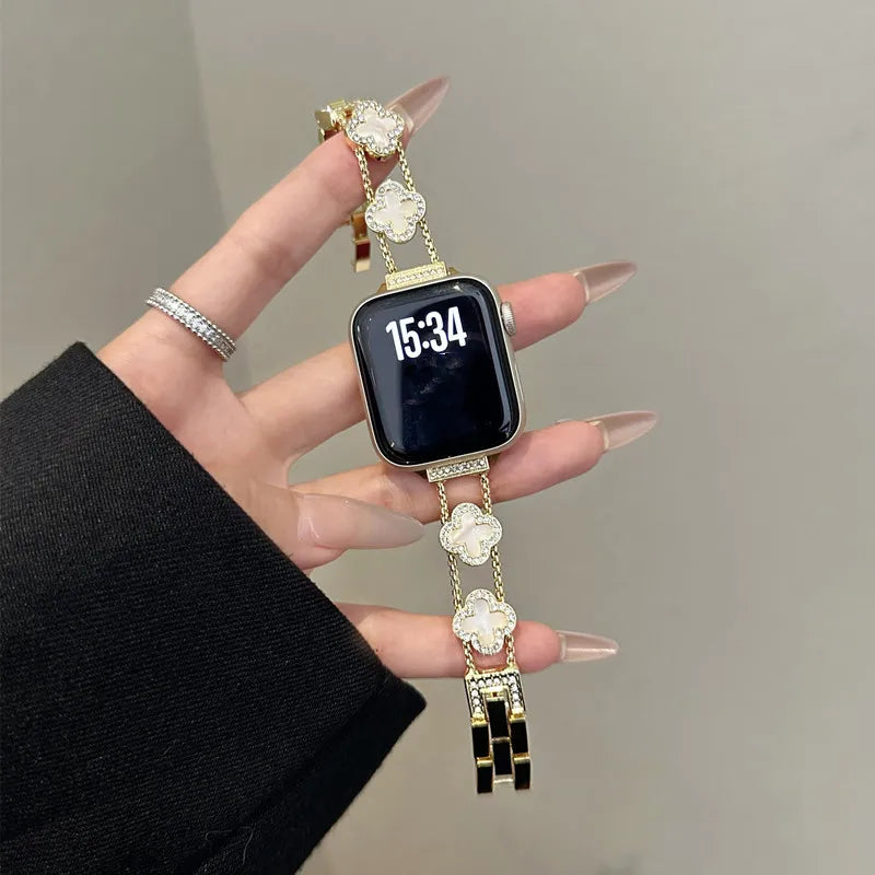 Replacement band for Apple Watch - gold clover design