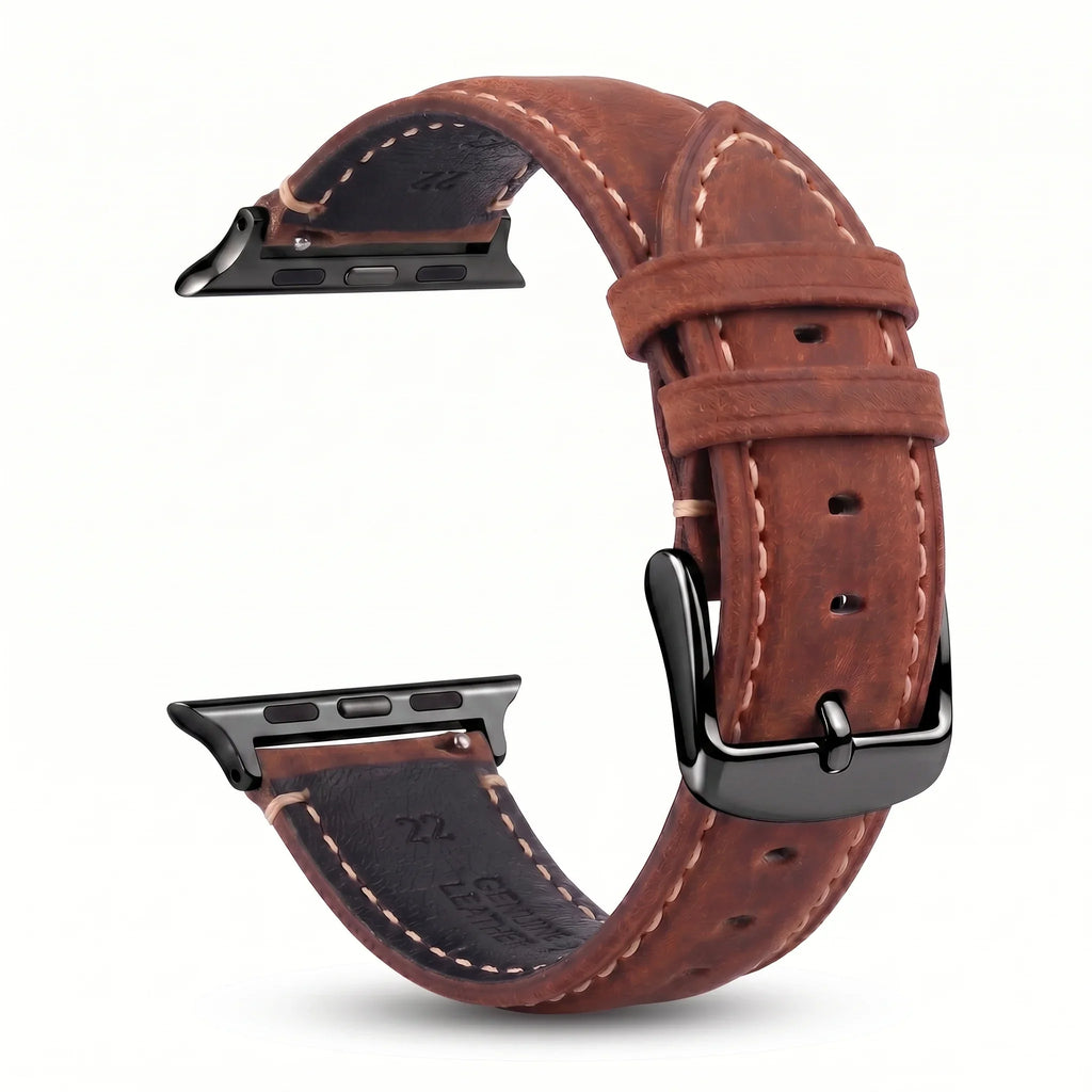 Classic brown leather replacement band for Apple Watch