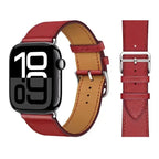 Red leather replacement band for Apple Watch for women and men