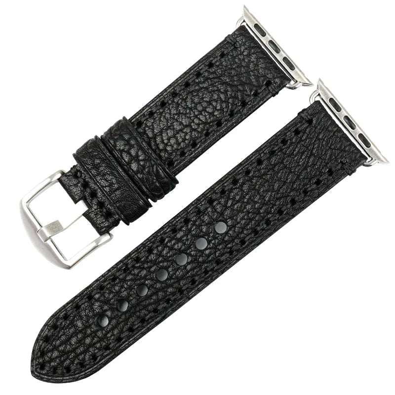 Replacement strap for Apple Watch in black distressed leather
