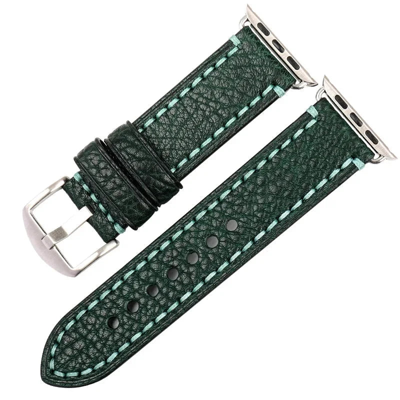 Replacement strap for Apple Watch in green distressed leather