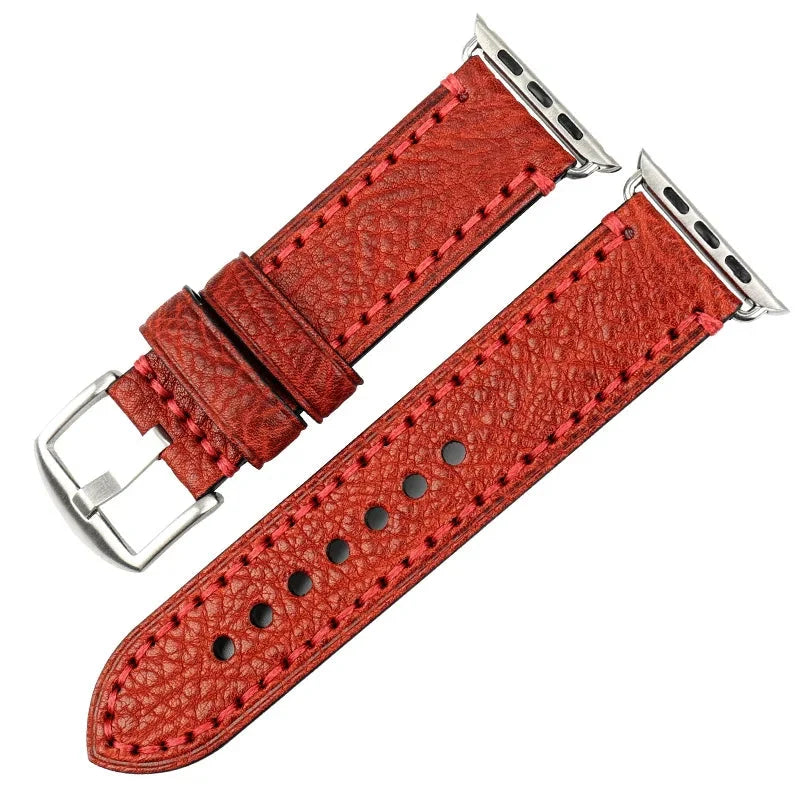 Replacement strap for Apple Watch in red distressed leather