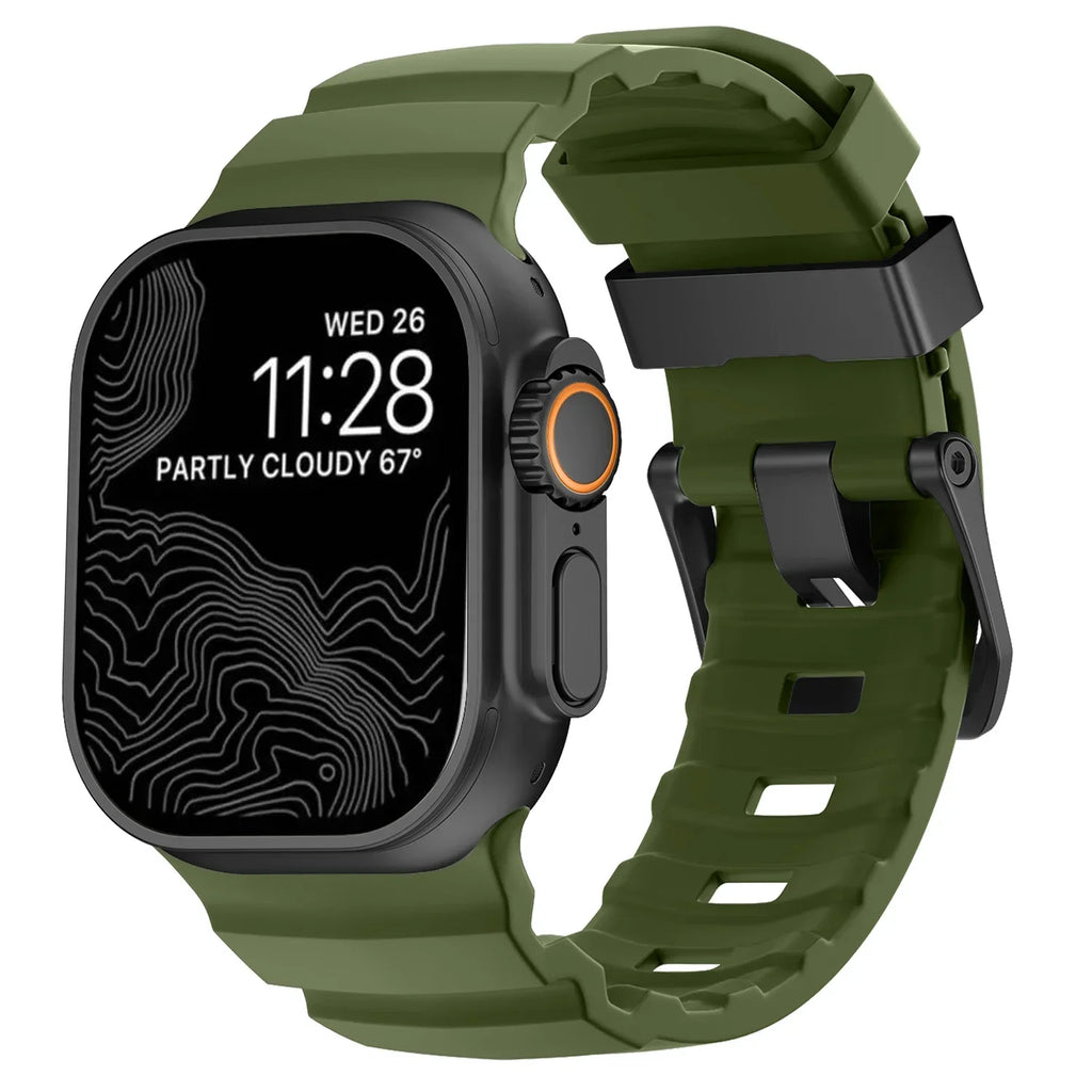 Thick green silicone replacement band for Apple Watch