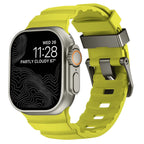 Thick green-yellow silicone replacement band for Apple Watch