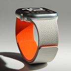 Replacement Apple Watch band in magnetic silicone gray orange