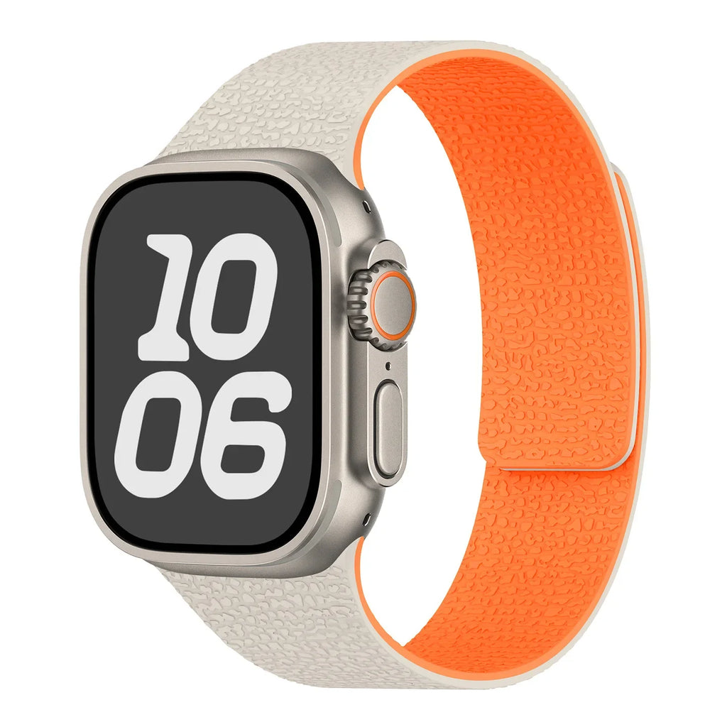 Replacement Apple Watch band in magnetic silicone beige orange