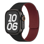 Replacement Apple Watch band in magnetic silicone black and burgundy