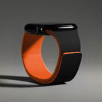 Replacement Apple Watch band in magnetic silicone black and orange