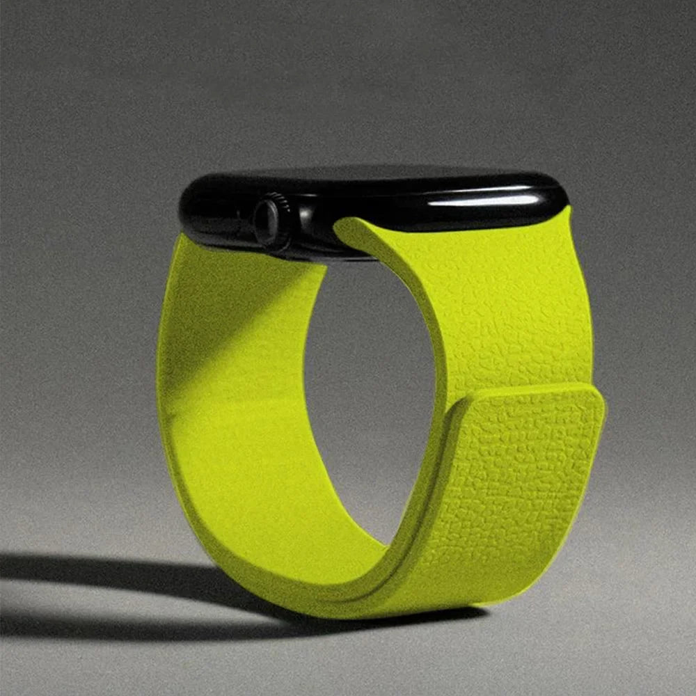 Replacement Apple Watch band in magnetic silicone neon yellow