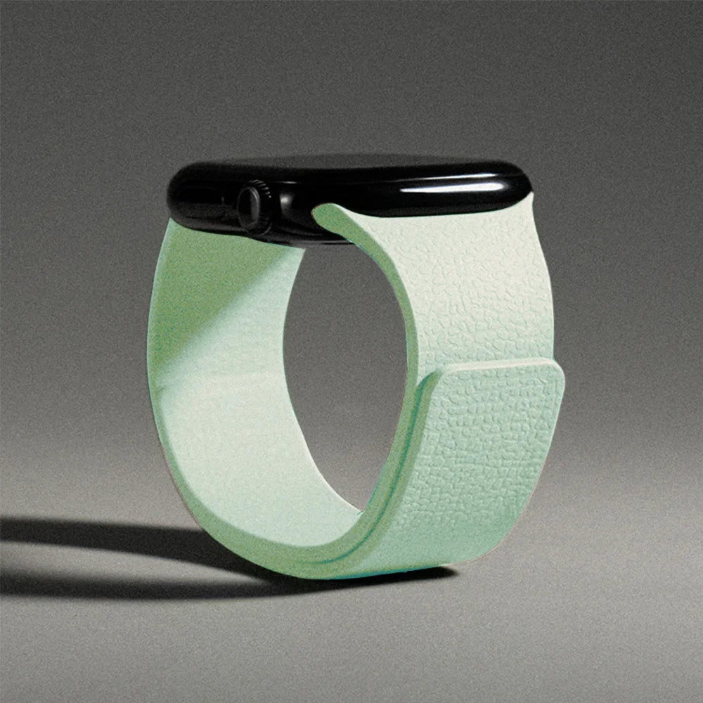 Replacement Apple Watch band in magnetic silicone mint green