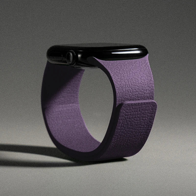 Replacement Apple Watch band in magnetic silicone purple