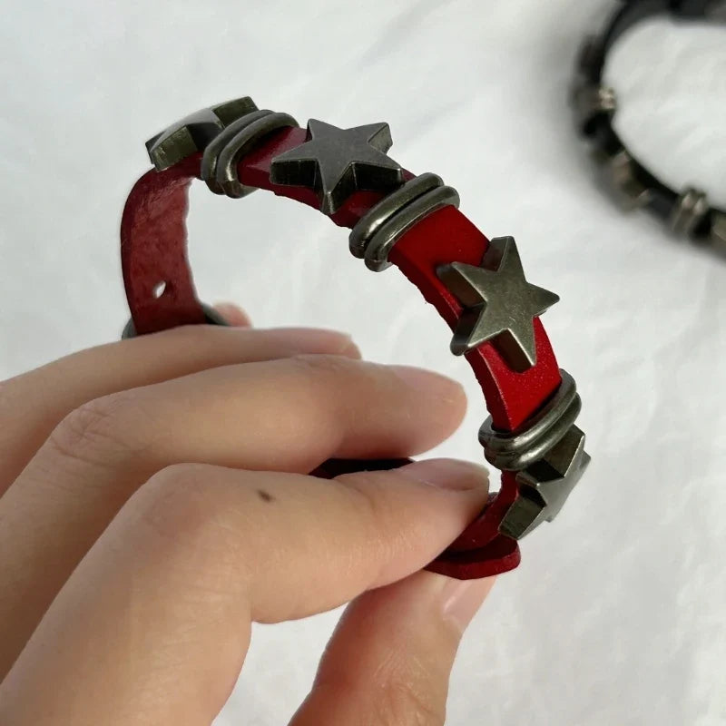 Vintage-Style Bracelet with Red Stars
