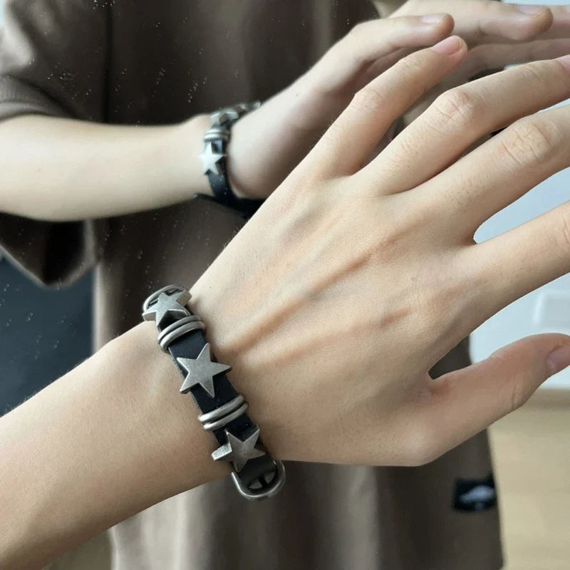Vintage-Style Bracelet with Black Stars
