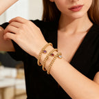 Gold-tone bracelet with birthstone for women