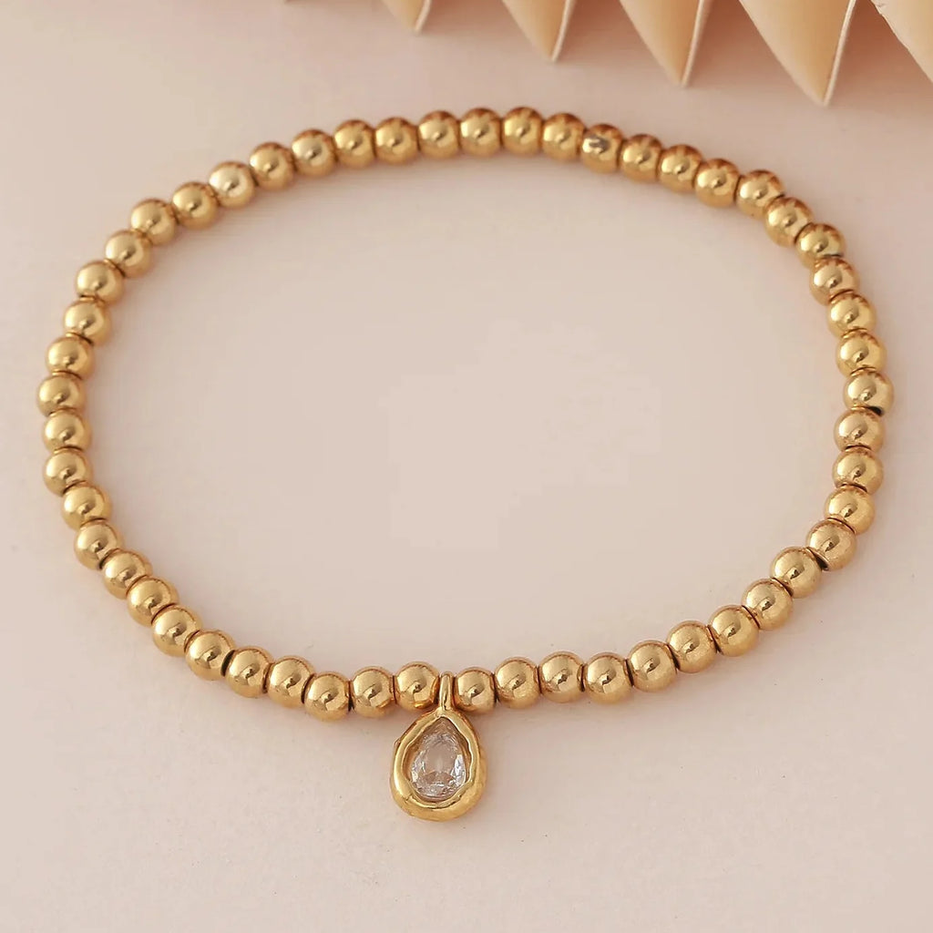 Gold-tone bracelet with birthstone for women