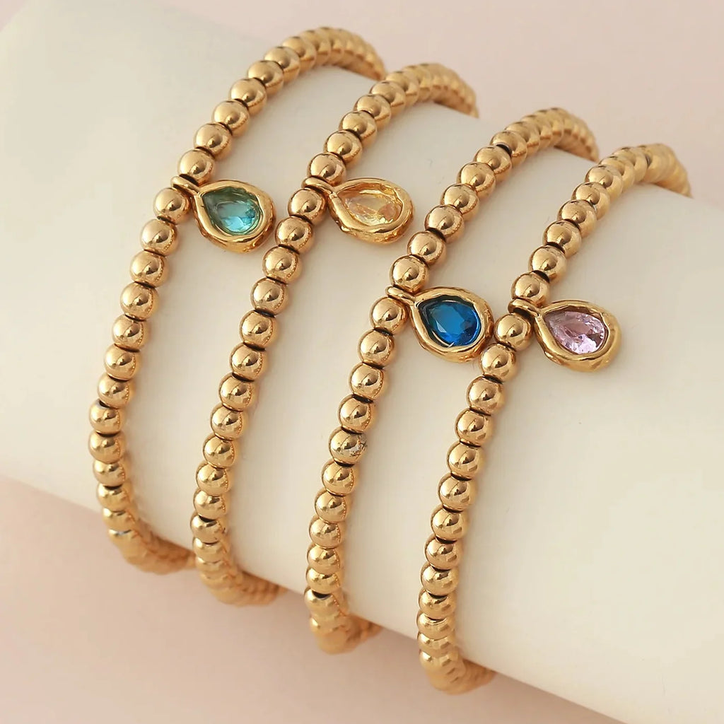 Gold-tone bracelet with birthstone for women
