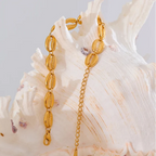Gold-plated cowrie shell bracelet