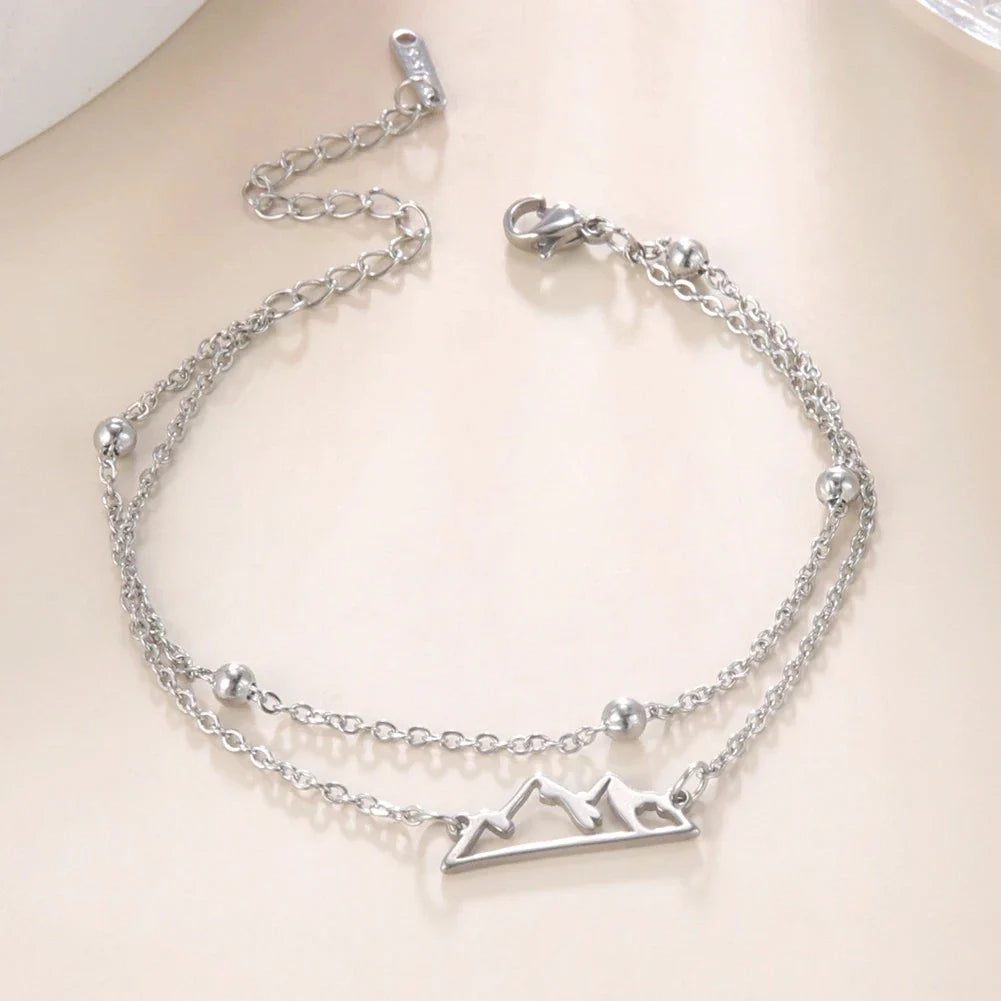 Double Bracelet with Silver Mountain Pendant