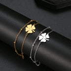  Double Bracelet with 4-Leaf Clover, Gold