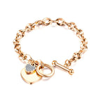 Women’s Double Heart Curb Bracelet in rose gold